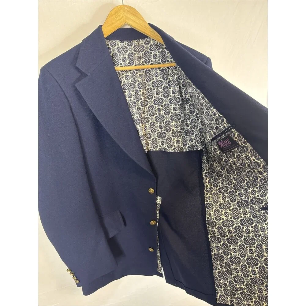 Vintage 80s Knits Baycrest Navy Blazer Sport Coat Men’s 40 Hudson’s Bay Polester